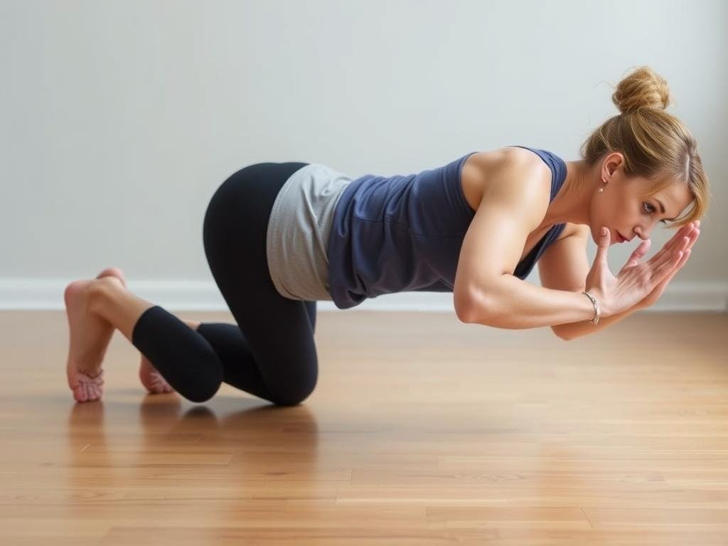 Wanita melakukan push-up dengan modifikasi untuk pemula Wanita melakukan push-up dengan modifikasi untuk pemula