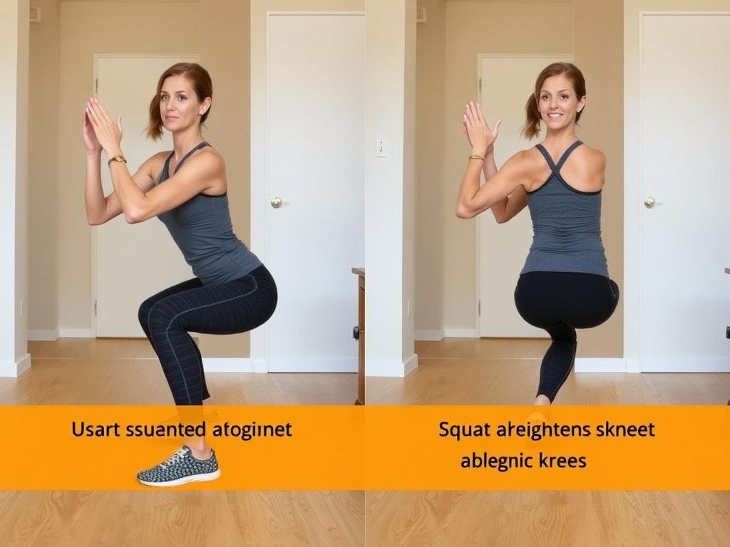Wanita melakukan squat dengan teknik yang benar Wanita melakukan squat dengan teknik yang benar
